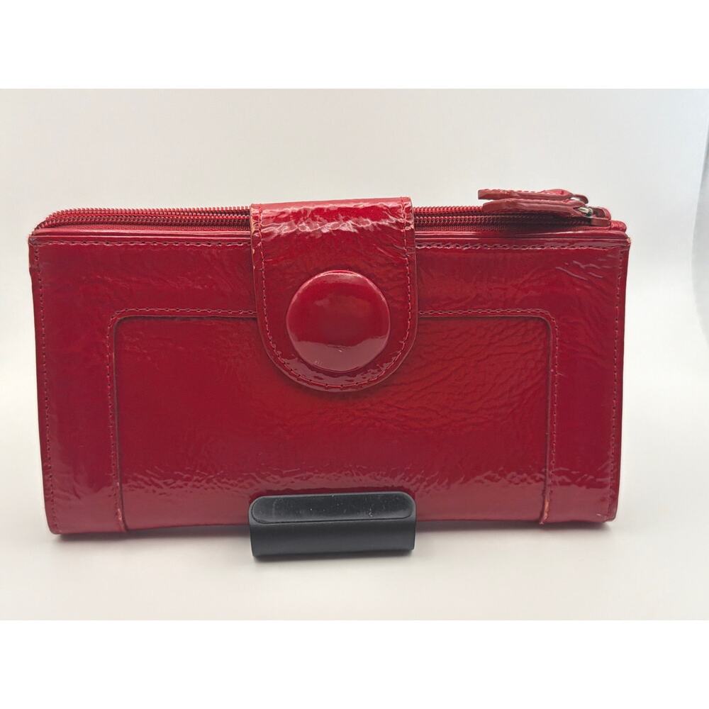 Women Wallet Nordstrom Red Patent Leather Snap Removable Credit Card
